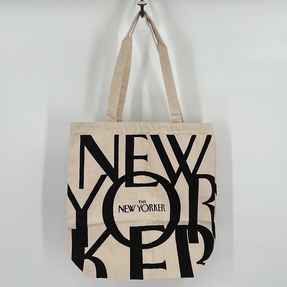 New Yorker Black and Light Tan Canvas Tote Bag - Picture 3 of 7